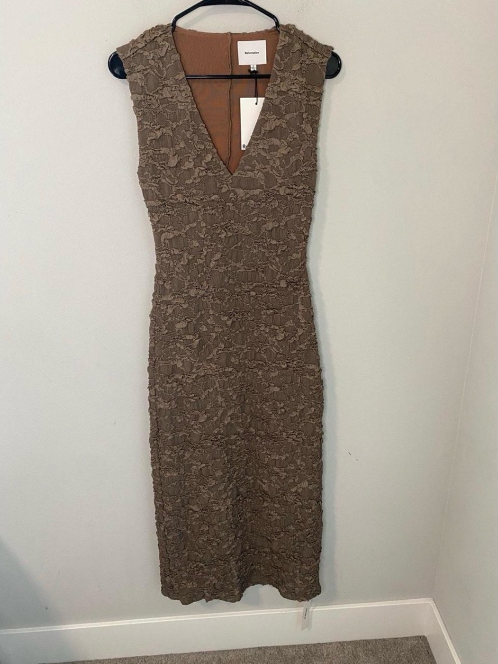 Reformation Palm Knit Brown Mixi dress